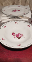 Wild rose-patterned Zsolnay porcelain 18-piece tableware in display case