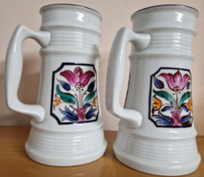 Made by Alföldi porcelain factory, tulip pattern, 2 porcelain beer mugs in one, flawless