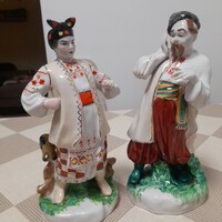 Kijei porcelain couple dressed in folk costume