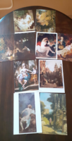 Művészeti  képeslapok   postatiszták  (10 db )
