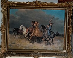 János Viski: colt herding horses, portrait
