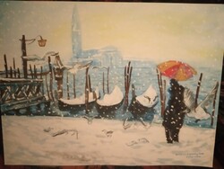 A painting! Snowfall in Venice!