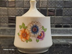 Retro Alföldi porcelán cukortartó virágos dekorral kávés készlethez