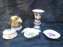 Porcelains from Hollóháza, Korond and Bodrogkeresztúr. Flawless, collector's pieces. Slight glaze wear on corundum