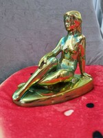 Zsolnay eosin woman sitting on a stone (rare)