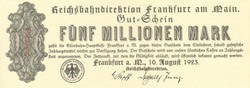 5 million marks 10.08.1923. Germany Frankfurt unc