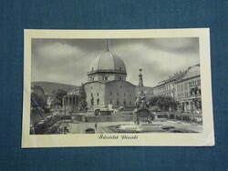 Postcard, Széchenyi square in Pécs, Holy Trinity statue, view of the Turkish mosque