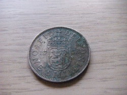 1 Shilling 1958 England (coat of arms of Scotland rampant lion facing left on coronation shield)
