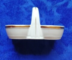 Porcelain salt and pepper holder gold-plated