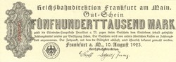 500 thousand marks 10.08.1923. Germany Frankfurt unc