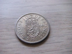 1 Shilling  1966   Anglia  ( Skócia címer  Balra néző Ágaskodó Oroszlán a Koronázási Pajzson   )