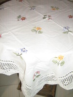 Beautiful handmade crocheted floral tablecloth