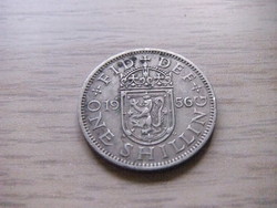 1 Shilling  1956   Anglia  ( Skócia címer  Balra néző Ágaskodó Oroszlán a Koronázási Pajzson   )