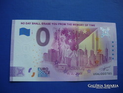 Usa 0 euro 2021 usa new york september 11! Rare memory paper money! Unc!