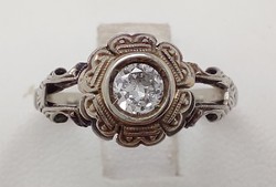 345T. From HUF 1 antique 14k white gold 1.7G brilliant 0.2Ct solitaire ring with snow white vs2 stone