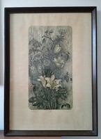 Nándor lajos Varga: lilies - etching