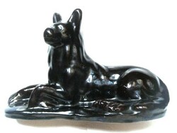 Black ceramic German shepherd dog statue, master-marked