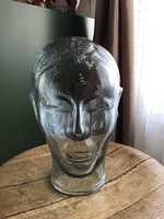 Old glass mannequin head or hat holder