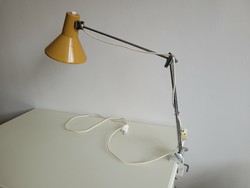 Régi retro Szarvasi hosszú karos állítható sárga asztali lámpa mid century íróasztal lámpa