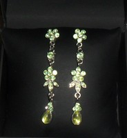 Antique Italian pale green stone stud earrings. 7 cm long.