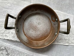 KIÁRUSÍTÁS! -50%—  Régi kétfülű vörösréz edény, serpenyő