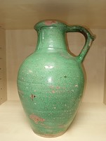 Large green glazed canteen