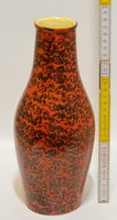 Tófej, fekete, narancssárga mázas nagy kerámia váza (2901)