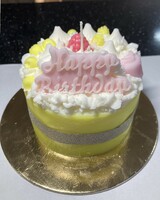 Frothy scented birthday cake, soy wax candle