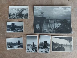 Régi fotók 1940 előtti és utáni Erzsébet és a  lebombázott Lánchidat mutató fotók 7db egyben! - 567