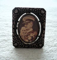 Old miniature photograph of Miklós Horthy in a silver-plated frame