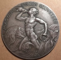 Hungarian rowing association 1936 plaque. 50.5mm 48.5g. Ag silver. Read!