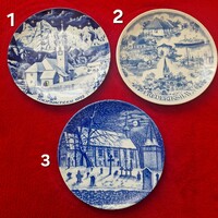 Német porcelán dísztányér, kék- fehér ( 3 darab)