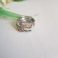 New, feather-shaped ring with rhinestones, adjustable size
