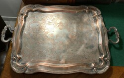 Antique silver-plated copper tray