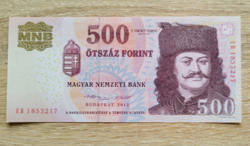 500 forintos papirpénz 2013  "EB"  UNC