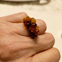 Amber silver ring