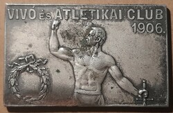 VAC Vívó Atlétikai Club 1906 plakett  . 51x35m  40,4g . Ag Ezüst .Olvass !
