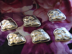 6 mini metal cookie molds, chocolate mold - bunny