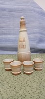 Shield, Zsolnay set, five-tower Zsolnay brandy set. 4 Zsolnay cup, cup. Showcase