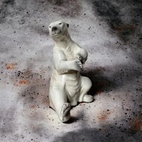 Retro large porcelain polar bear decoration, statue