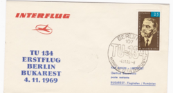 Interflug erstflug tu 134 berlin-bucharest 1969 - ndk airline's first flight fdc