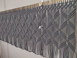 Hand knotted macrame wall protector graphite