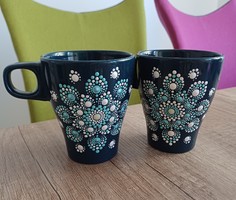 New! Mug with turquoise mandala decoration 2.5 dl, can be microwaxed. Hand painted