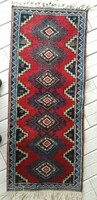 Elongated bokhara, small-sized hand-knotted thick wool running rug