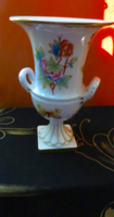 Herend viktoria patterned vase with a handle, attached with a screw, rare