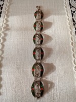 Fire Enamel Craftsman Filigree Bijoux Bracelet - 19.5 cm long, 2.3 cm wide