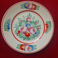 Hollóházi porcelám tányér, dísztányér, virágos (4 db)