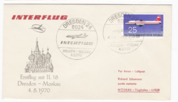 Interflug erstflug il18 dresden-moskau 1970 - first flight of ndk airline fdc