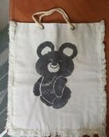 Misa teddy bear canvas bag with thick lining inside, from 1980