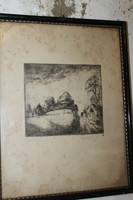 Antique signed etching 405